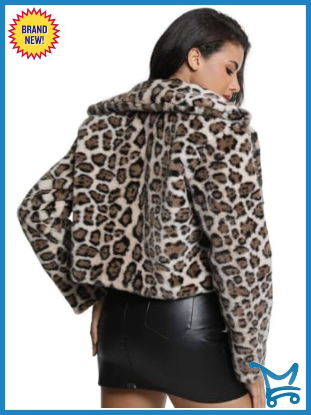 Cropped Faux Fur Jacket with Hidden Pockets and Shawl Collar Cardigan Coat - Picture 5 of 6